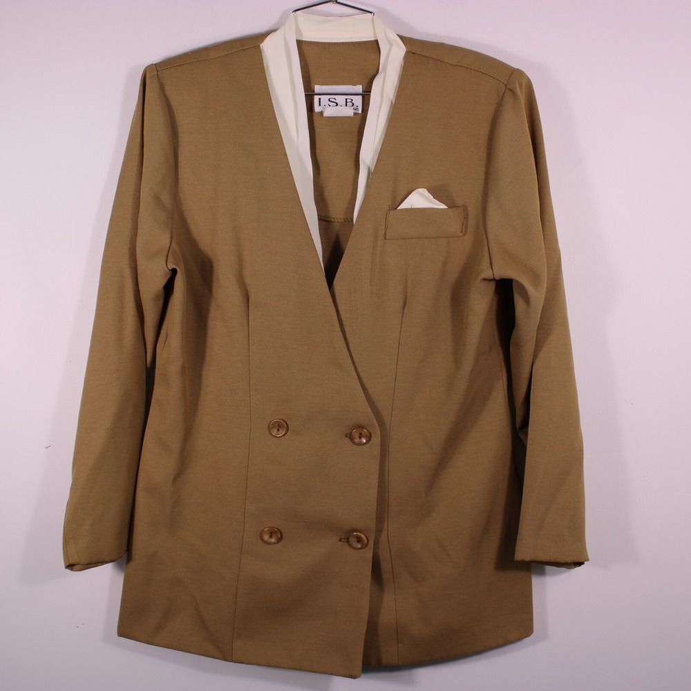 ISB Shirts Womens Coat Sz 10 Brown Tan Dress Jacket USA Made VTG - Coat ONLY